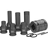 HAZET Sada nástrčných hlavic pro rázový, strojový utahovák 985S/11 ∙ 1/2 palce (12,5 mm) čtyřhran dutý ∙ Profil vnitřní šestihran ∙ 11-dílný ∙ 14 ∙ 17 ∙ 19