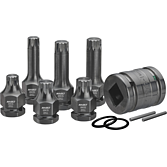 HAZET Sada nástrčných hlavic pro rázový a strojový utahovák 990S/11 ∙ 3/4 palce (20 mm) čtyřhran dutý, 1/2 palce (12,5 mm) čtyřhran dutý, 24 mm vnější šestihran ∙ Vnitřní ozubený profil XZN ∙ 11-dílný ∙ M14 ∙ M16 ∙ M18