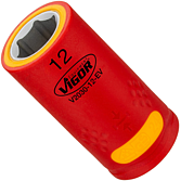 VIGOR N&aacute;strčn&aacute; hlavice ∙ EV ∙ V2030-12-EV ∙ 3/8 palce (10 mm) čtyřhran dut&yacute; ∙ Profil vněj&scaron;&iacute; &scaron;estihran ∙ Velikost 12 mm