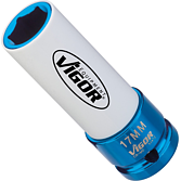VIGOR Nástrčná hlavice pro rázový utahovák ∙ V2472 ∙ 1/2 palce (12,5 mm) čtyřhran dutý ∙ Profil vnější šestihran ∙ Velikost 17 mm