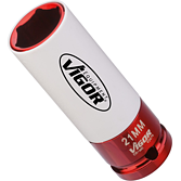 VIGOR Nástrčná hlavice pro rázový utahovák ∙ V2474 ∙ 1/2 palce (12,5 mm) čtyřhran dutý ∙ Profil vnější šestihran ∙ Velikost 21 mm
