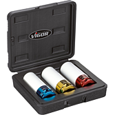 VIGOR Sada nástrčných hlavic pro rázové utahováky ∙ V2522 ∙ 1/2 palce (12,5 mm) čtyřhran dutý ∙ Profil vnější šestihran ∙ 3-dílný ∙ 17 ∙ 19 ∙ 21 mm ∙ Počet ks nářadí: 3