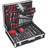 VIGOR Kufr s nářadím ∙ univerzální ∙ V2542 ∙ 1/4 palce (6,3 mm) čtyřhran dutý, 1/2 palce (12,5 mm) čtyřhran dutý, 1/4 palce (6,3 mm) šestihran masivní ∙ Vnější dvojitý šestihran profil, Profil vnější šestihran, Vnitřní profil TORX®, Profil vnitřní še