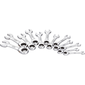 VIGOR Sada ráčnových očko-plochých klíčů ∙ krátká ∙ V2821 ∙ Vnější dvojitý šestihran profil, Profil vnější šestihran ∙ 12-dílný ∙ 8 – 19 ∙ Počet ks nářadí: 12