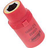 VIGOR Nástrčná hlavice (6hran) VDE ∙ V3332 ∙ 1/2 palce (12,5 mm) čtyřhran dutý ∙ Profil vnější šestihran ∙ Velikost 12 mm