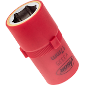 VIGOR Nástrčná hlavice (6hran) VDE ∙ V3335 ∙ 1/2 palce (12,5 mm) čtyřhran dutý ∙ Profil vnější šestihran ∙ Velikost 17 mm
