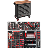 VIGOR Werkstattwagen Series&nbsp;XL ∙ Holz-Arbeitsplatte ∙ mit Sortiment ∙ V4481-W/NKW ∙ 446-teilig ∙ Počet ks n&aacute;řad&iacute;: 446