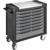 VIGOR Dílenský vozík řady XL ∙ nerezová pracovní deska ∙ prázdná ∙ V4481-X ∙ d x š x v: 949 mm x 523 mm x 1017 mm