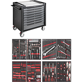 VIGOR Dílenský vozík řady XD ∙ extra hluboký ∙ nerezová pracovní deska ∙ s nářadím ∙ V4481-XD/469 ∙ 469-dílný ∙ Počet ks nářadí: 469