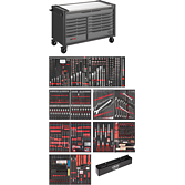 VIGOR Dílenský vozík řady XXL ∙ nerezová pracovní deska ∙ s nářadím ∙ V4481-XXL/929 ∙ 929-dílný ∙ Počet ks nářadí: 929