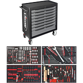 VIGOR Dílenský vozík řady XL ∙ plastová pracovní deska ∙ s nářadím ∙ V4542 ∙ 375-dílný ∙ Počet ks nářadí: 375