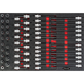 VIGOR Sada nástrčných hlavic ∙ V4727 ∙ 1/2 palce (12,5 mm) čtyřhran dutý ∙ Vnitřní profil TORX®, Vnitřní drážkový profil Ribe-CV, Profil vnitřní šestihran, Vnitřní ozubený profil XZN ∙ 62-dílný ∙ 5 – 19 · T20 – T70 ∙ Počet ks nářadí: 62