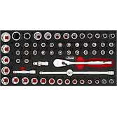 VIGOR Sada nářadí s nástrčnými klíči ∙ V4973N ∙ 61-dílný ∙ 0,8 x 5,5 – 1,2 x 8 mm ∙ 3 – 24 mm ∙ PH1 – PH3 ∙ PZ1 – PZ3 ∙ T15 – T55 ∙ Počet ks nářadí: 61