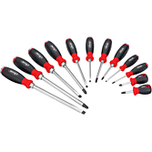 VIGOR Šroubovák s úderovou hlavicí ∙ s hnacím čtyřhranem ∙ V5010/12 ∙ Křížový profil PH, Plochý profil ∙ 12-dílný ∙ Počet ks nářadí: 12