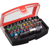 VIGOR Box s bity ∙ V5019 ∙ 1/4 palce (6,3 mm) šestihran masivní ∙ Plochý profil, Profil vnitřní šestihran, Křížový profil PH, Profil Pozidriv PZ, Vnitřní profil TORX®, Profil Tamper Resistant TORX® ∙ 32-dílný ∙ 0,5 x 3 – 1 x 6 · 3 – 6 · PH1 – PH3 · P