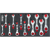 VIGOR Sada ráčnových očko-plochých klíčů ∙ krátká ∙ V5075 ∙ Vnější dvojitý šestihran profil, Profil vnější šestihran ∙ 12-dílný ∙ 8 – 19 ∙ Počet ks nářadí: 12