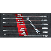 VIGOR Sada kloubových ráčnových očko-plochých klíčů ∙ V5077 ∙ Vnější dvojitý šestihran profil, Profil vnější šestihran ∙ 12-dílný ∙ 8 – 19 ∙ Počet ks nářadí: 12