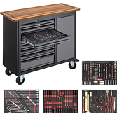 VIGOR Mobilní pracovní stůl řady L ∙ s nářadím ∙ V5156 ∙ 256-dílný ∙ Počet ks nářadí: 256