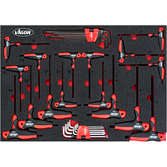 VIGOR Sada úhlových štoubováků a šroubováků s T-rukojetí ∙ V5175 ∙ Vnitřní profil TORX®, Profil vnitřní šestihran ∙ 34-dílný ∙ 2 – 10 · T9 – T40 ∙ Počet ks nářadí: 34