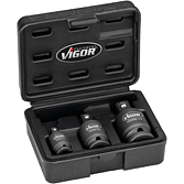 VIGOR Sada kloubů pro rázový utahovák ∙ V5505N ∙ 1/4 palce (6,3 mm) čtyřhran dutý, 3/8 palce (10 mm) čtyřhran dutý, 1/2 palce (12,5 mm) čtyřhran dutý ∙ 1/4 palce (6,3 mm) čtyřhran masivní, 3/8 palce (10 mm) čtyřhran masivní, 1/2 palce (12,5 mm) čtyřh