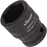 VIGOR Nástrčná hlavice pro rázový utahovák ∙ krátká ∙ V5550S-24 ∙ 1/2 palce (12,5 mm) čtyřhran dutý ∙ Profil vnější šestihran ∙ Velikost 24 mm