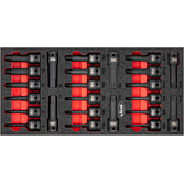 VIGOR Sada nástrčných hlavic pro rázový a strojový utahovák ∙ V5603 ∙ 24-dílný ∙ 5 – 19 mm ∙ M5 – M18 ∙ T30 – T80 ∙ Počet ks nářadí: 24