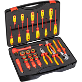 VIGOR Sada nářadí VDE ∙ V5632 ∙ 1/2 palce (12,5 mm) čtyřhran dutý ∙ Profil vnější šestihran, Vnitřní profil TORX®, Profil vnitřní šestihran, Křížový profil PH, Profil Pozidriv PZ, Plochý profil ∙ 29-dílný ∙ 5 – 24 ∙ PH0 – PH2 ∙ T15 – T30 ∙ Počet ks n