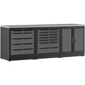 VIGOR Kombinace skříňové stěny ∙ startovací balíček ∙ nerezová ocel ∙ V6000-3P1XLD-X ∙ d x š x v: 2588 mm x 700 mm x 994 mm