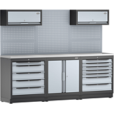 VIGOR Kombinace skříňové stěny ∙ kompletní balíček ∙ nerezová ocel ∙ V6000-3P2XL-X ∙ d x š x v: 2588 mm x 526 mm x 1980 mm