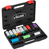 VIGOR Sada nástrčných klíčů pro rázové utahováky ∙ V6312/12 ∙ 12-dílný ∙ Počet ks nářadí: 12