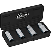 VIGOR Sada vytahovačů podpěrných čepů ∙ V6412/4 ∙ 1/2 palce (12,5 mm) čtyřhran dutý ∙ 4-dílný ∙ Počet ks nářadí: 4