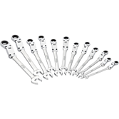 VIGOR Sada ráčnových očko-plochých klíčů s dvojitým kloubem ∙ V6752/12 ∙ Vnější dvojitý šestihran profil, Profil vnější šestihran ∙ 12-dílný ∙ 8 – 19 mm ∙ Počet ks nářadí: 12