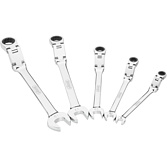 VIGOR Sada ráčnových očko-plochých klíčů s dvojitým kloubem ∙ V6752/5 ∙ Vnější dvojitý šestihran profil, Profil vnější šestihran ∙ 5-dílný ∙ 8 ∙ 10 ∙ 13 ∙ 17 ∙ 19 mm ∙ Počet ks nářadí: 5