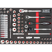 VIGOR Sada nástrčných klíčů ∙ V6822 ∙ 65-dílný ∙ 10 – 32 mm ∙ E14 – E24 ∙ Počet ks nářadí: 65