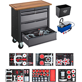 VIGOR Mobilní pracovní stůl řady XL se speciálním nářadím ∙ V7026-2 ∙ 121-dílný ∙ Počet ks nářadí: 121