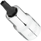 VIGOR T+ nástrčná hlavice ∙ V7055-IPR40 ∙ 1/2 palce (12,5 mm) čtyřhran dutý ∙ Vnitřní profil s 5 zaoblenými bočnicemi, s vyvrtaným čelním otvorem (podobné TORX®) ∙ Velikost T40+H