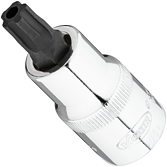 VIGOR T+ nástrčná hlavice ∙ V7055-IPR50 ∙ 1/2 palce (12,5 mm) čtyřhran dutý ∙ Vnitřní profil s 5 zaoblenými bočnicemi, s vyvrtaným čelním otvorem (podobné TORX®) ∙ Velikost T50+H