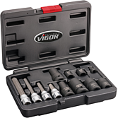 VIGOR Sada pro šroubení brzdových třmenů ∙ V7158 ∙ 12-dílný ∙ 7 – 22 mm ∙ Počet ks nářadí: 12