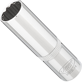 VIGOR Nástrčná hlavice dvojitý šestihran ∙ dlouhá ∙ V7512L-16 ∙ 1/2 palce (12,5 mm) čtyřhran dutý ∙ Vnější dvojitý šestihran profil ∙ Velikost 16 mm