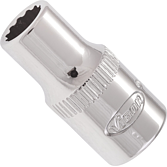 VIGOR Nástrčná hlavice dvojitý šestihran ∙ V7514-6 ∙ 1/4 palce (6,3 mm) čtyřhran dutý ∙ Vnější dvojitý šestihran profil ∙ Velikost 6 mm