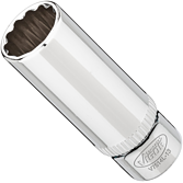 VIGOR Nástrčná hlavice dvojitý šestihran ∙ dlouhá ∙ V7514L-13 ∙ 1/4 palce (6,3 mm) čtyřhran dutý ∙ Vnější dvojitý šestihran profil ∙ Velikost 13 mm