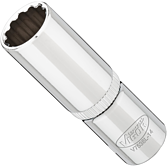 VIGOR Nástrčná hlavice dvojitý šestihran ∙ dlouhá ∙ V7538L-14 ∙ 3/8 palce (10 mm) čtyřhran dutý ∙ Vnější dvojitý šestihran profil ∙ Velikost 14 mm