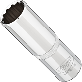 VIGOR Nástrčná hlavice dvojitý šestihran ∙ dlouhá ∙ V7538L-15 ∙ 3/8 palce (10 mm) čtyřhran dutý ∙ Vnější dvojitý šestihran profil ∙ Velikost 15 mm