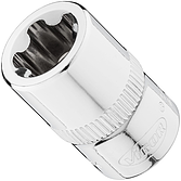 VIGOR E+ nástrčná hlavice ∙ V7920-EPR14 ∙ 3/8 palce (10 mm) čtyřhran dutý ∙ Vnější profil s 5 zaoblenými bočnicemi (podobné TORX®) ∙ Velikost E14+