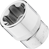 VIGOR E+ nástrčná hlavice ∙ V7920-EPR28 ∙ 1/2 palce (12,5 mm) čtyřhran dutý ∙ Vnější profil s 5 zaoblenými bočnicemi (podobné TORX®) ∙ Velikost E28+