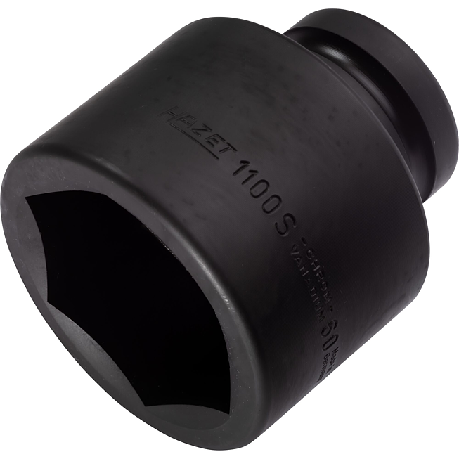 HAZET Nástrčná hlavice pro rázový a strojový utahovák 1100S-60 ∙ 1 palec (25 mm) čtyřhran dutý ∙ Profil vnější šestihran ∙ Velikost 60 mm