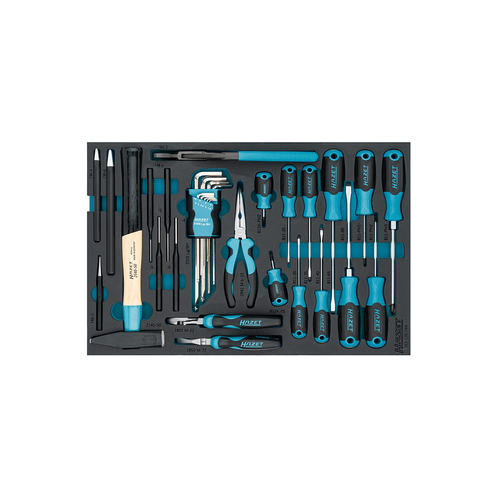 HAZET Univerzální sada 163-120/24N ∙ Křížový profil PH, Plochý profil, Profil vnitřní šestihran ∙ 24-dílný ∙ 1,5 – 10 ∙ PH1 – PH3