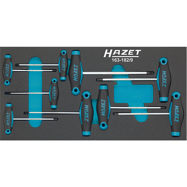 HAZET Sada šroubováků ∙ s T-rukojetí 163-182/9 ∙ Vnitřní profil TORX® ∙ 9-dílný ∙ T6 ∙ T7 ∙ T8 ∙ T9 ∙ T10 ∙ T15 ∙ T20 ∙ T25 ∙ T30
