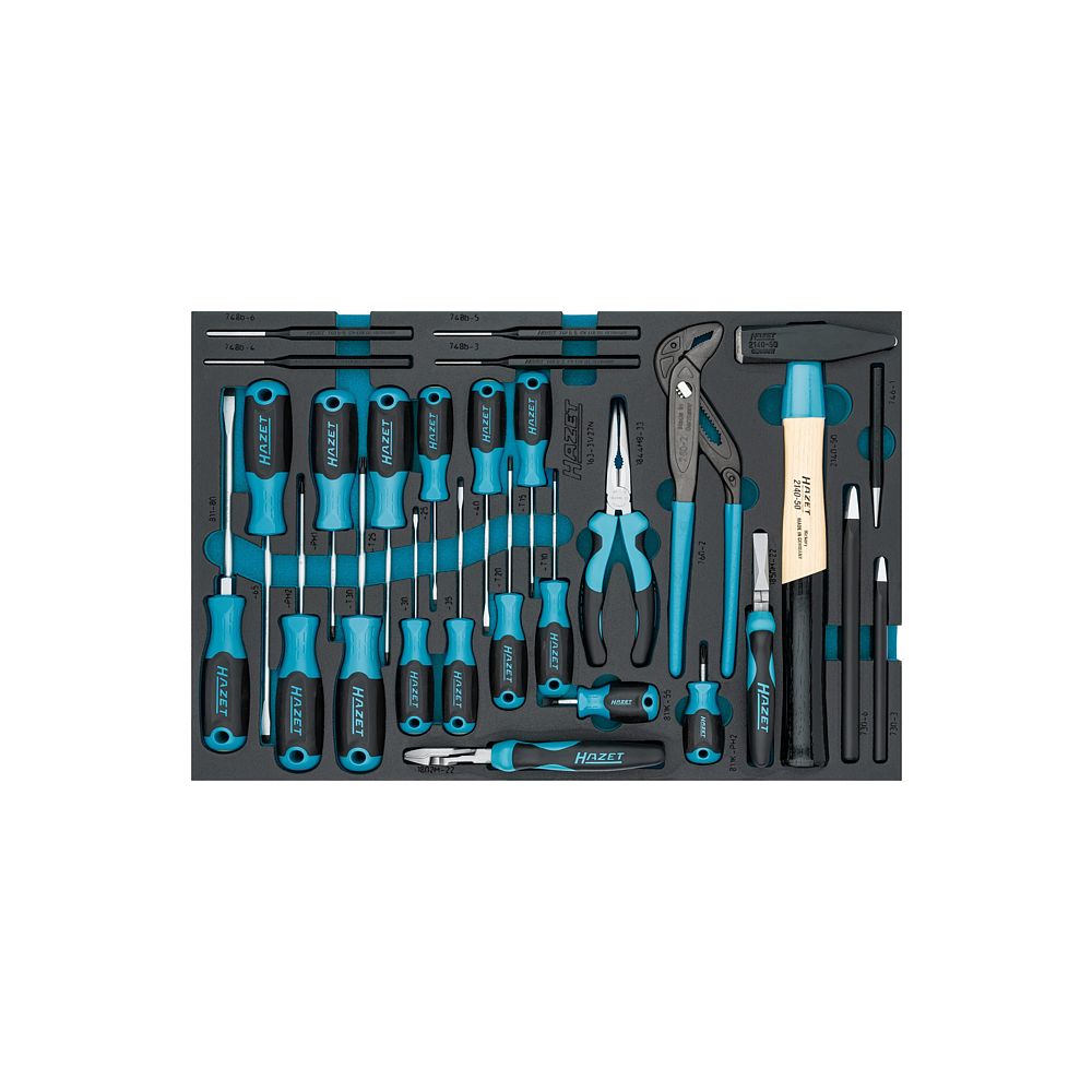 HAZET Sada nářadí ∙ šroubováky ∙ kleště atd. 163-31/27N ∙ Křížový profil PH, Plochý profil, Vnitřní profil TORX® ∙ 27-dílný ∙ PH1 – PH2 ∙ T10 – T30
