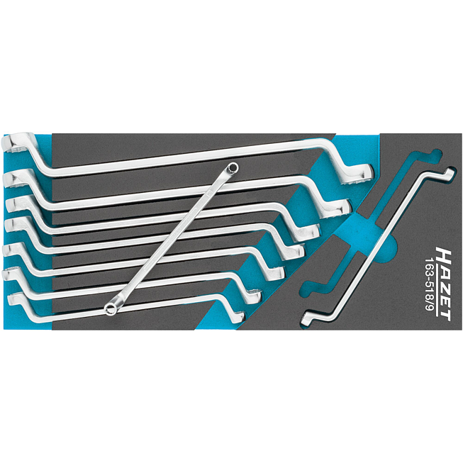 HAZET Sada oboustrann&yacute;ch očkov&yacute;ch kl&iacute;čů 163-518/9 ∙ Vněj&scaron;&iacute; dvojit&yacute; &scaron;estihran trakčn&iacute; profil ∙ 9-d&iacute;ln&yacute; ∙ 6&thinsp;&ndash;&thinsp;23